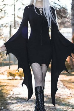Y2K Gothic Morticia Adams Dress - 90s Grunge, Retro Style, Y2K Party & Club Outfits