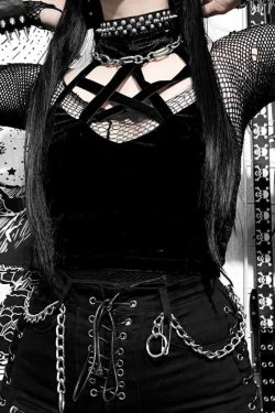 Y2K Gothic Pentagram Halter Top - 90s Grunge, Retro, Pastel Goth, Summer Y2K Fashion