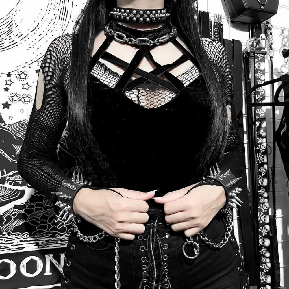 Y2K Gothic Pentagram Halter Top - 90s Grunge, Retro, Pastel Goth, Summer Y2K Fashion