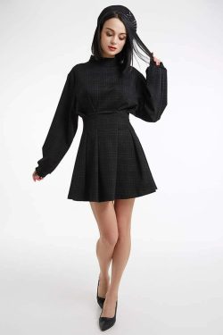 Y2K Gothic Plaid High Waist Mini Dress - 90s Grunge Summer Outfit, Retro Party Fashion