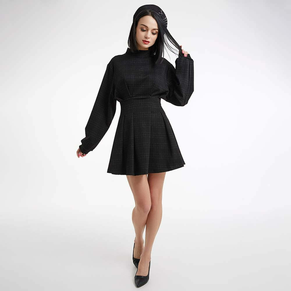 Y2K Gothic Plaid High Waist Mini Dress - 90s Grunge Summer Outfit, Retro Party Fashion