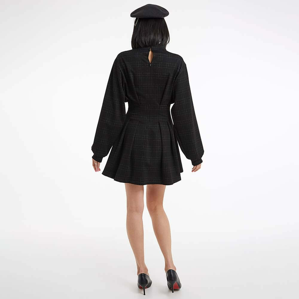 Y2K Gothic Plaid High Waist Mini Dress - 90s Grunge Summer Outfit, Retro Party Fashion