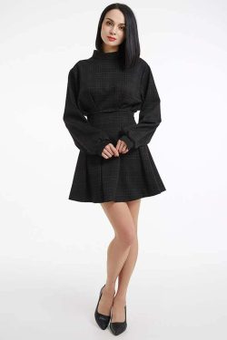 Y2K Gothic Plaid High Waist Mini Dress - 90s Grunge Summer Outfit, Retro Party Fashion