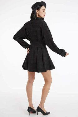 Y2K Gothic Plaid High Waist Mini Dress - 90s Grunge Summer Outfit, Retro Party Fashion
