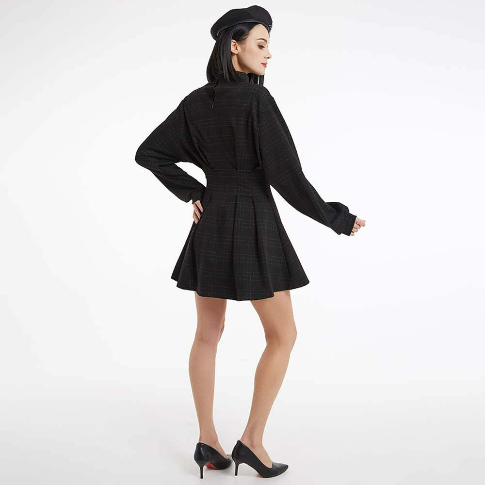 Y2K Gothic Plaid High Waist Mini Dress - 90s Grunge Summer Outfit, Retro Party Fashion