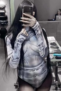 Y2K Gothic Punk Armor Bodysuit - Retro 90s Grunge, Summer Party, Club & Popstar Outfits