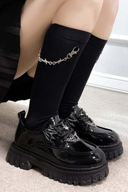 Y2K Gothic Punk Bat Oxford Platform Shoes - Retro 90s Grunge, Pastel Goth, Y2K Fashion