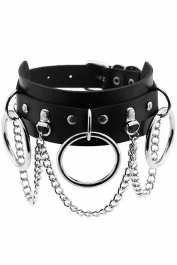 Y2K Gothic Punk Chain & Ring Choker - 90s Grunge, Retro, Pastel Goth, Y2K Club & Party Out