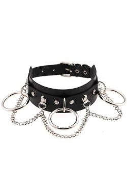 Y2K Gothic Punk Chain & Ring Choker - 90s Grunge, Retro, Pastel Goth, Y2K Club & Party Out