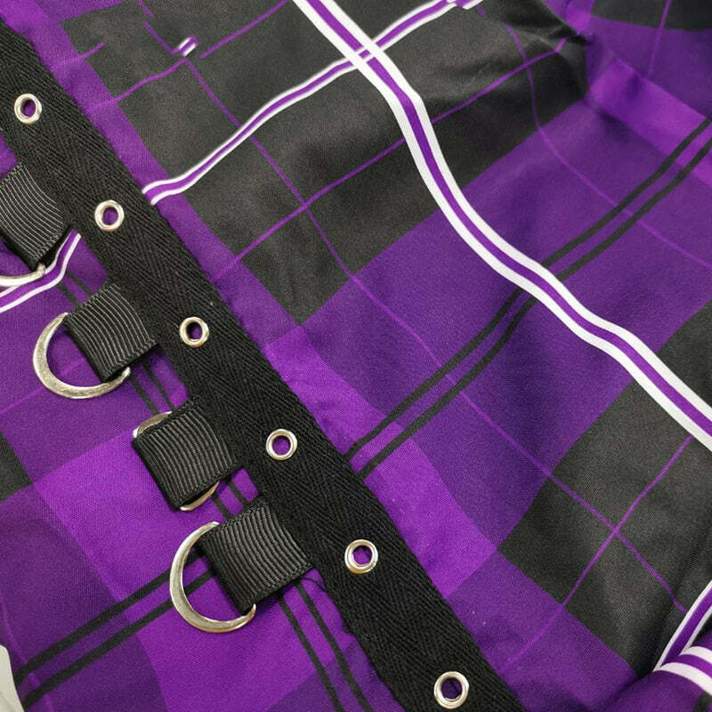 Y2K Gothic Punk Dark Plaid A-line Dress - 90s Grunge Summer Outfit, Retro Y2K Fashion