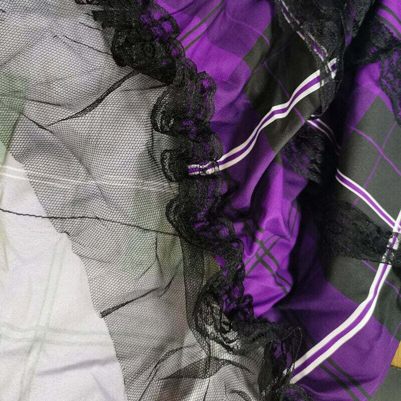 Y2K Gothic Punk Dark Plaid A-line Dress - 90s Grunge Summer Outfit, Retro Y2K Fashion
