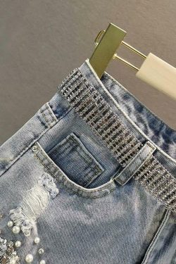 Y2K Gothic Punk Fringe Denim Shorts - 90s Grunge Summer Outfit, Retro Y2K Fashion