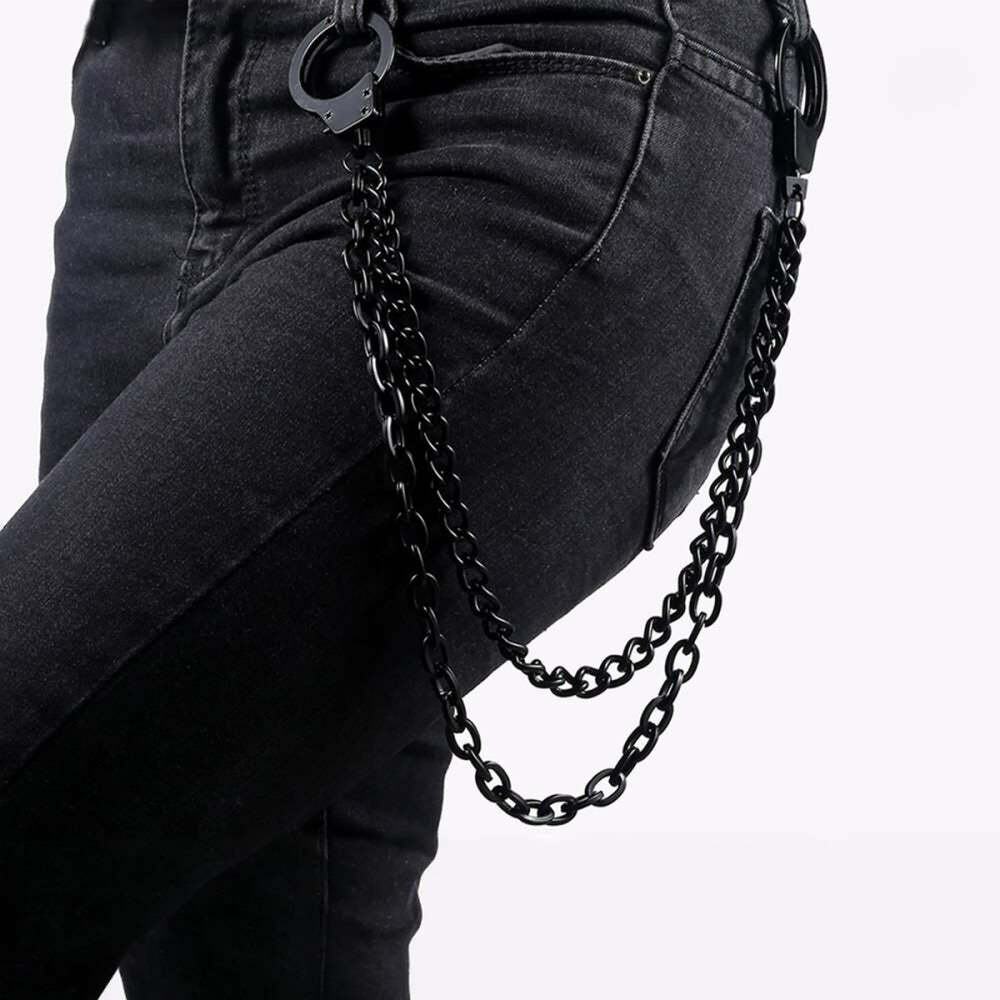 Y2K Gothic Punk Handcuff Pant Chain - Retro 90s Grunge, Y2K Fashion, Pastel Goth Accessory