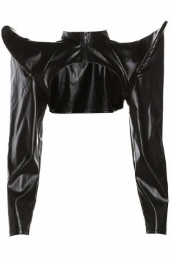 Y2K Gothic Punk Leather Crop Jacket - Retro 90s Grunge, Y2K Summer & Party Outfits