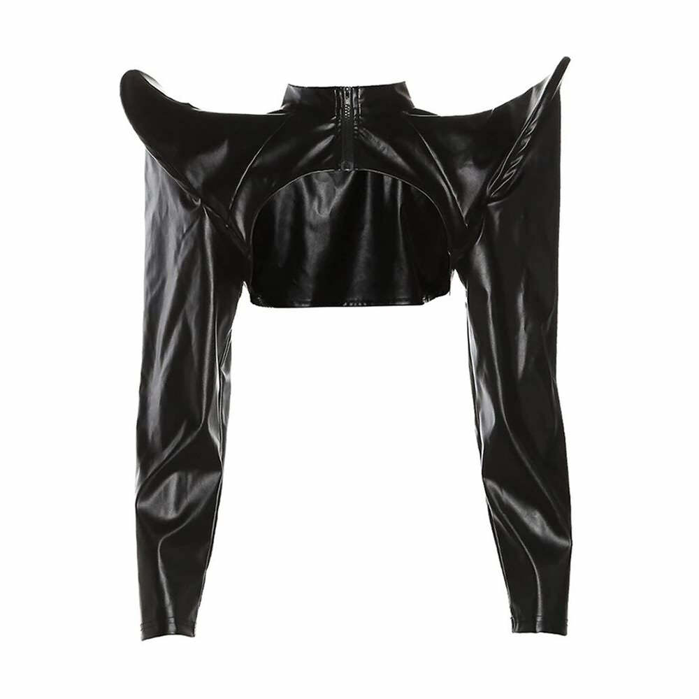 Y2K Gothic Punk Leather Crop Jacket - Retro 90s Grunge, Y2K Summer & Party Outfits