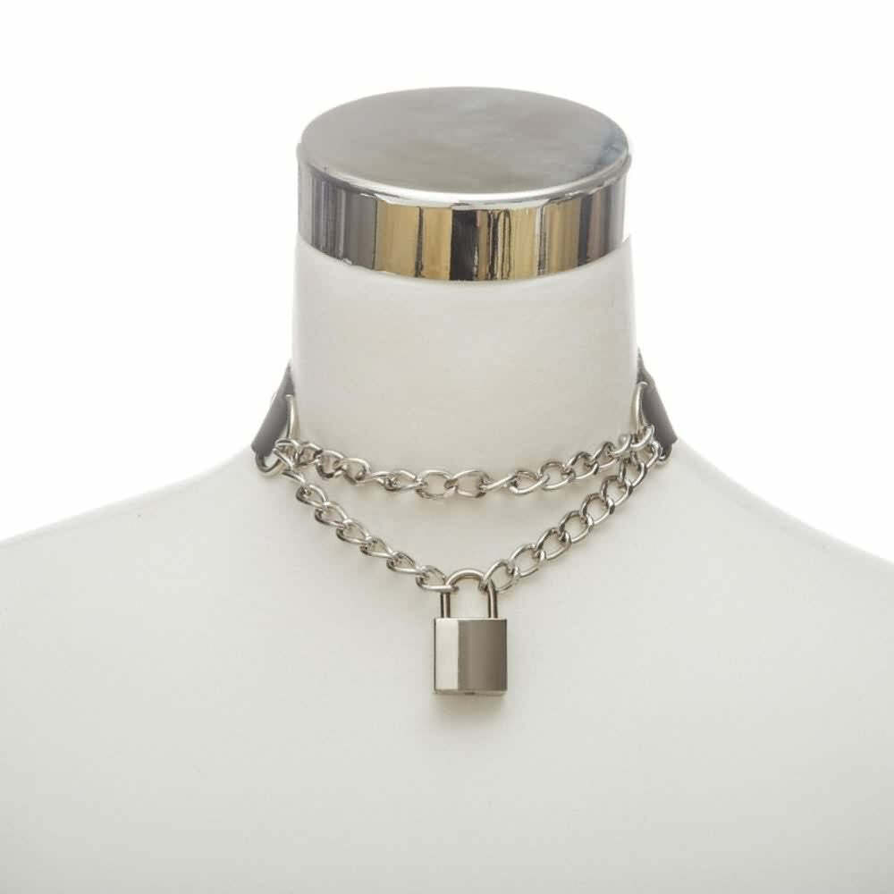 Y2K Gothic Punk Lock Chain Choker - Retro 90s Grunge Fashion, Y2K Club & Party Outfits