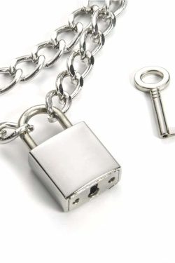Y2K Gothic Punk Lock Chain Choker - Retro 90s Grunge Fashion, Y2K Club & Party Outfits