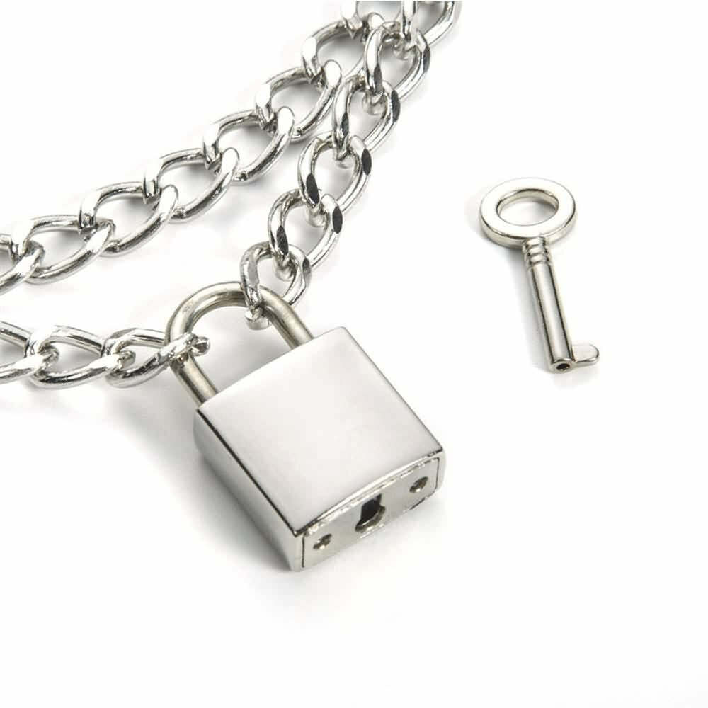 Y2K Gothic Punk Lock Chain Choker - Retro 90s Grunge Fashion, Y2K Club & Party Outfits