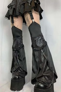 Y2K Gothic Punk Mini Skirt & Flare Leg Warmers - 90s Grunge Summer Outfit