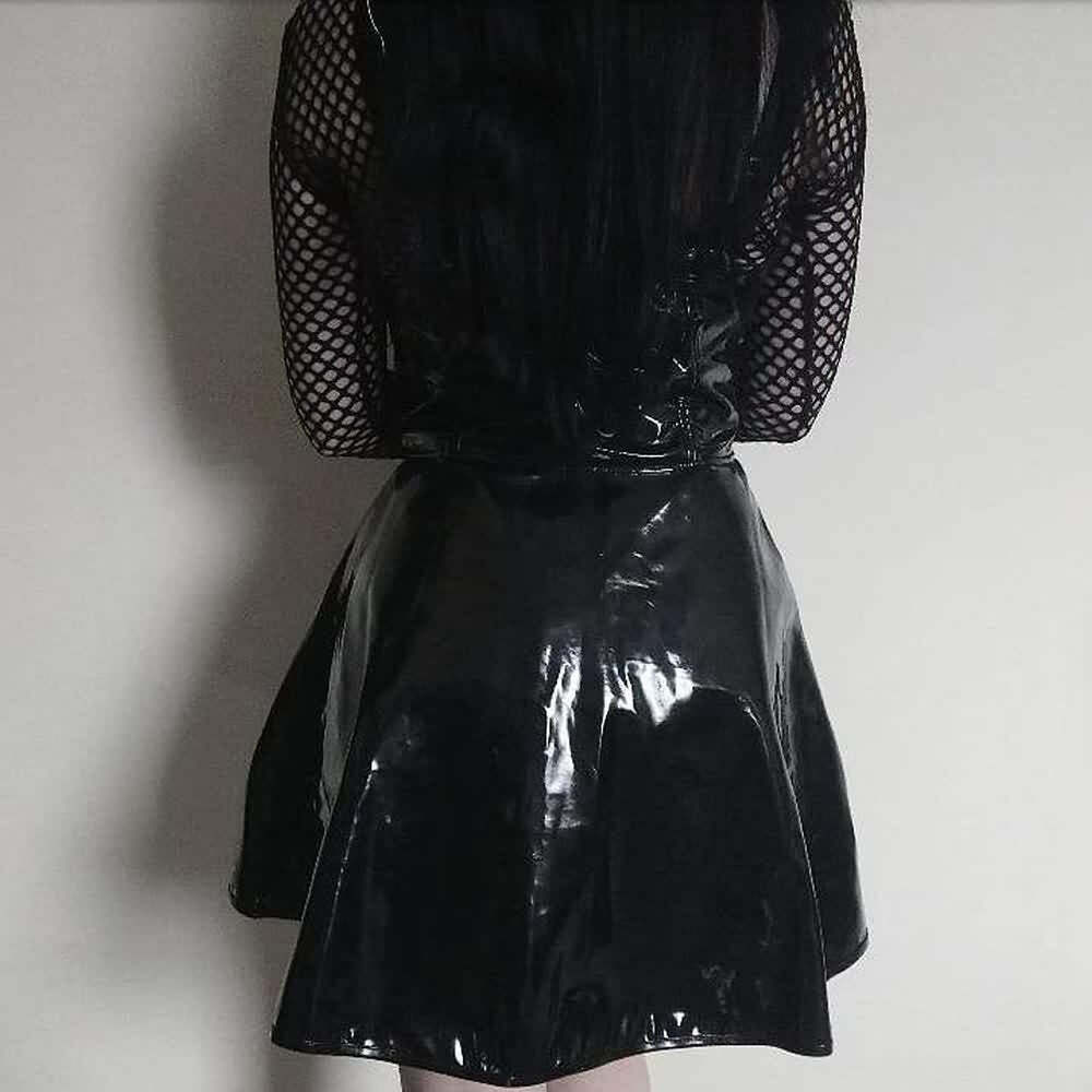 Y2K Gothic Punk Patent Leather Skirt - Retro 90s Grunge Outfit, Y2K Summer & Party Fashion