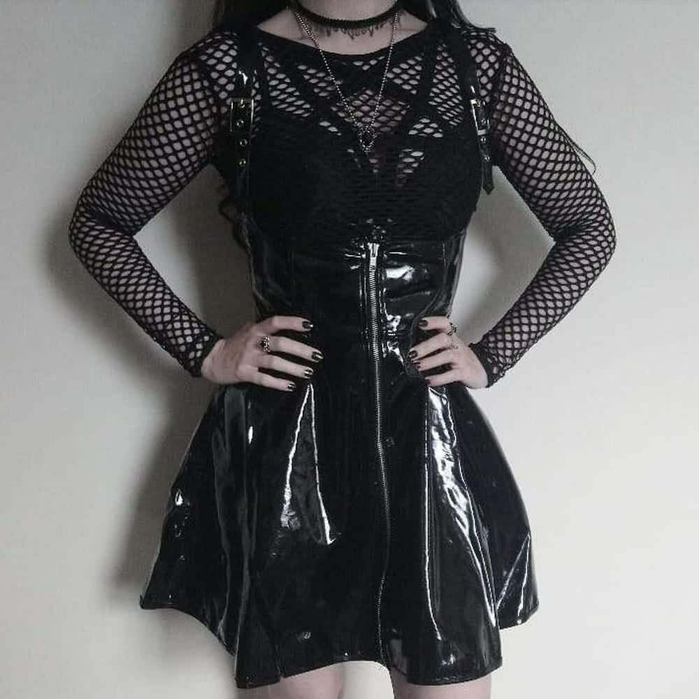 Y2K Gothic Punk Patent Leather Skirt - Retro 90s Grunge Outfit, Y2K Summer & Party Fashion