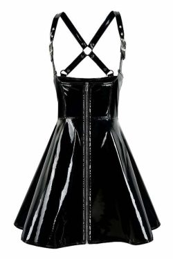 Y2K Gothic Punk Patent Leather Skirt - Retro 90s Grunge Outfit, Y2K Summer & Party Fashion