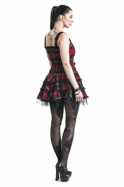 Y2K Gothic Punk Red Plaid Dress - 90s Grunge Summer Outfit, Retro Style, Y2K Party Fashion