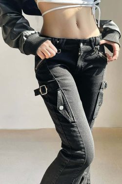 Y2K Gothic Punk Skinny Flare Jeans - Retro 90s Grunge, Summer Y2K Outfits, Hip Hop Fashion