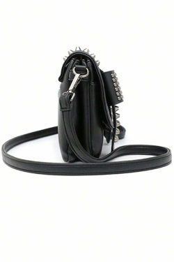 Y2K Gothic Punk Skull Leather Crossbody Bag - Retro 90s Grunge Fashion, Y2K Club Outfit