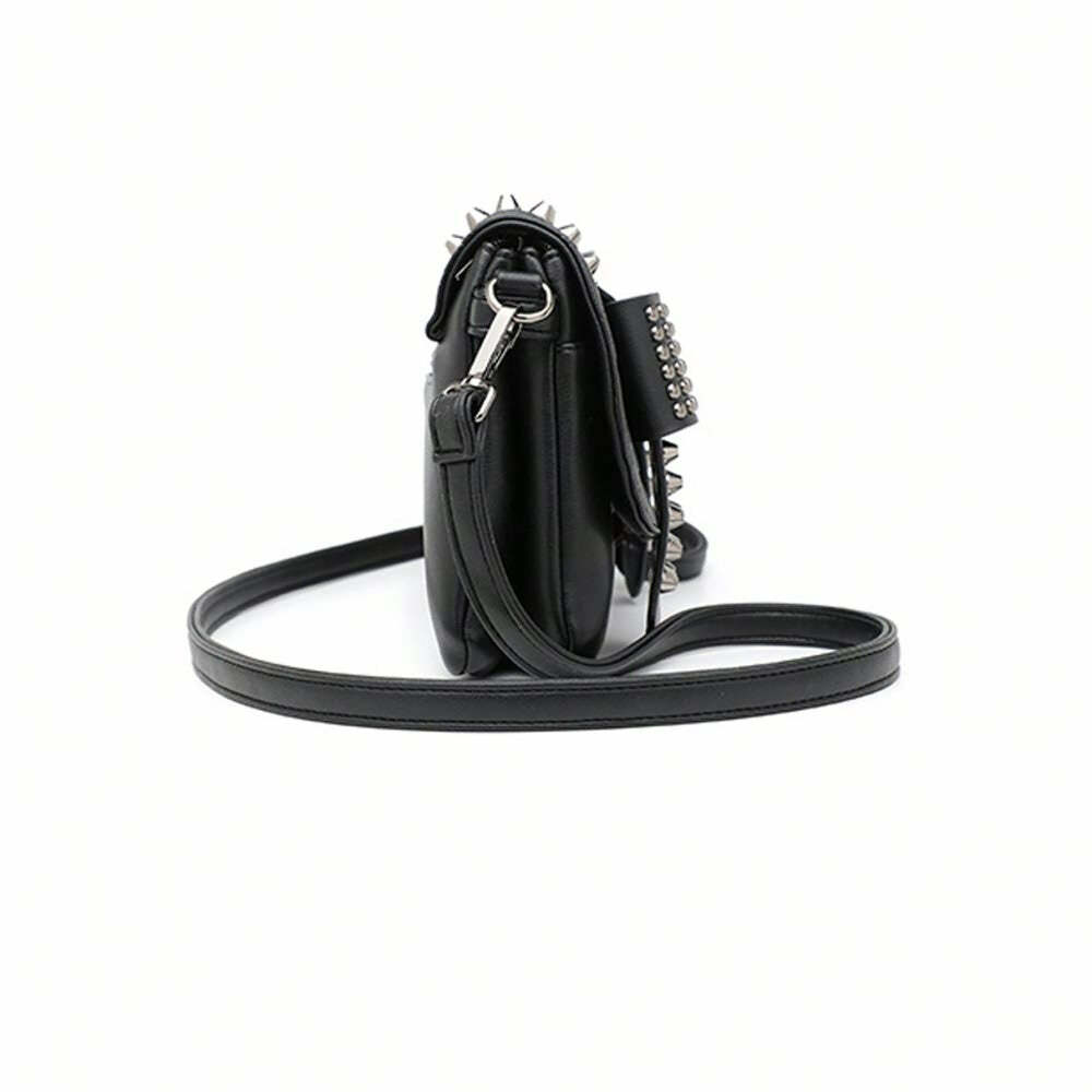 Y2K Gothic Punk Skull Leather Crossbody Bag - Retro 90s Grunge Fashion, Y2K Club Outfit
