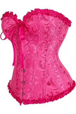 Y2K Gothic Red Ruffle Trim Overbust Corset - Retro 90s Grunge Summer Party Outfit
