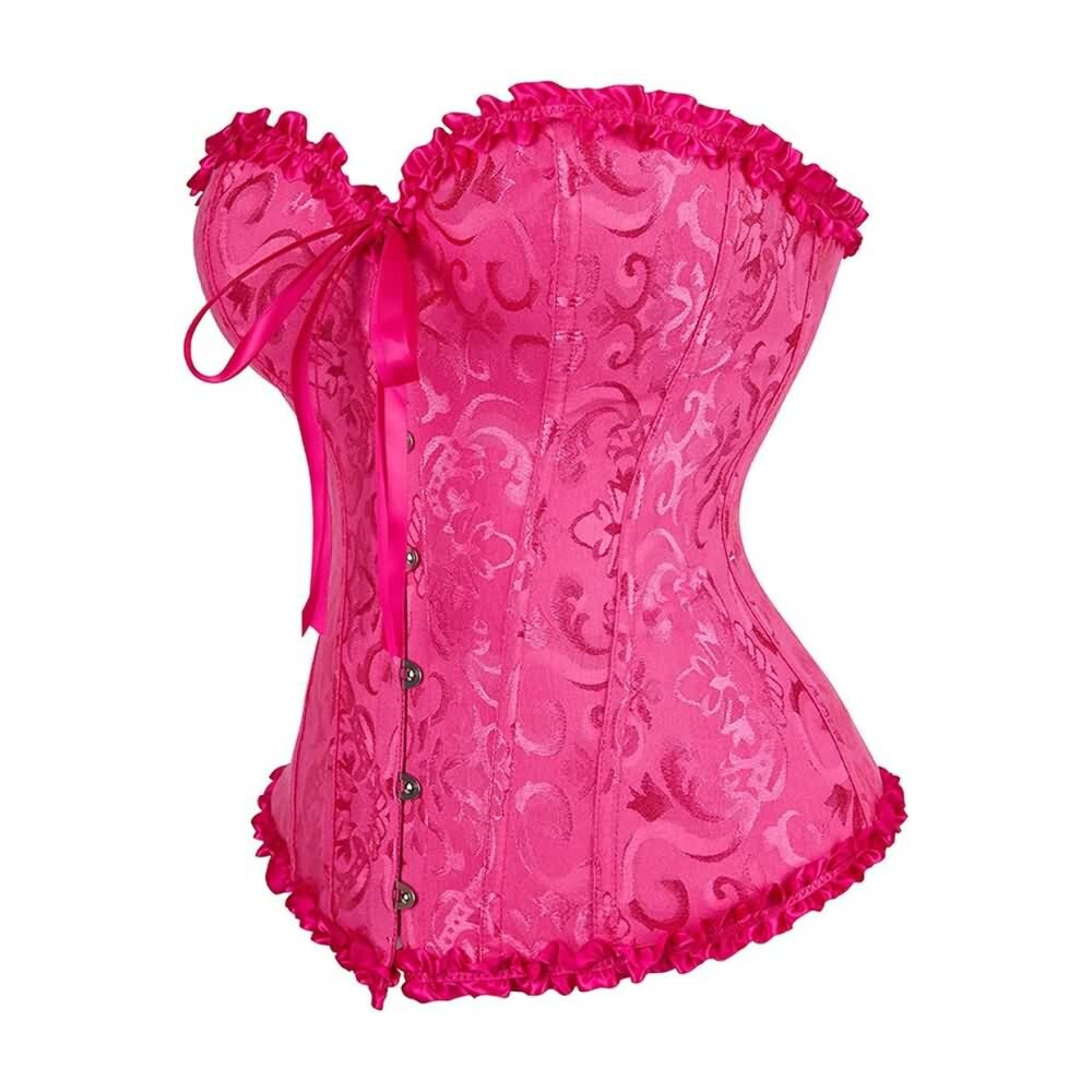 Y2K Gothic Red Ruffle Trim Overbust Corset - Retro 90s Grunge Summer Party Outfit