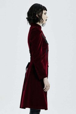 Y2K Gothic Red Velvet Coat - Retro 90s Grunge, Pastel Goth, Y2K Party & Club Outfits
