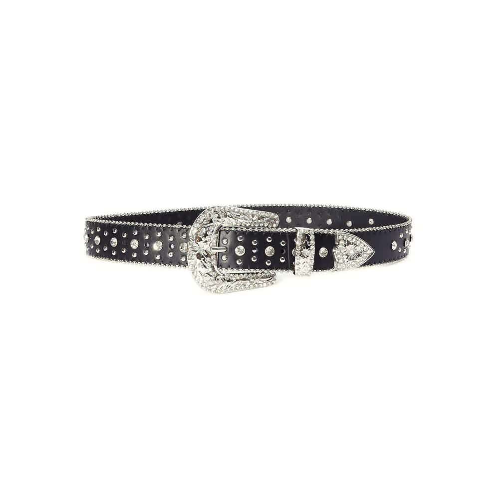 Y2K Gothic Rhinestone Punk Rock Cross Buckle Belt - Retro 90s Grunge Fashion Accessory