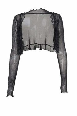 Y2K Gothic Sheer Bolero Jacket - 90s Grunge, Retro Style, Pastel Goth, Y2K Party Outfits