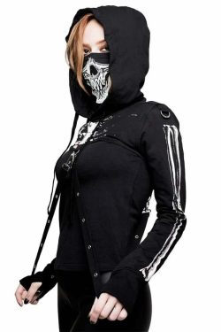 Y2K Gothic Skeleton Crop Hoodie - 90s Grunge, Retro, Pastel Goth, Y2K Summer & Party Outfits