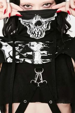 Y2K Gothic Skeleton Crop Hoodie - 90s Grunge, Retro, Pastel Goth, Y2K Summer & Party Outfits