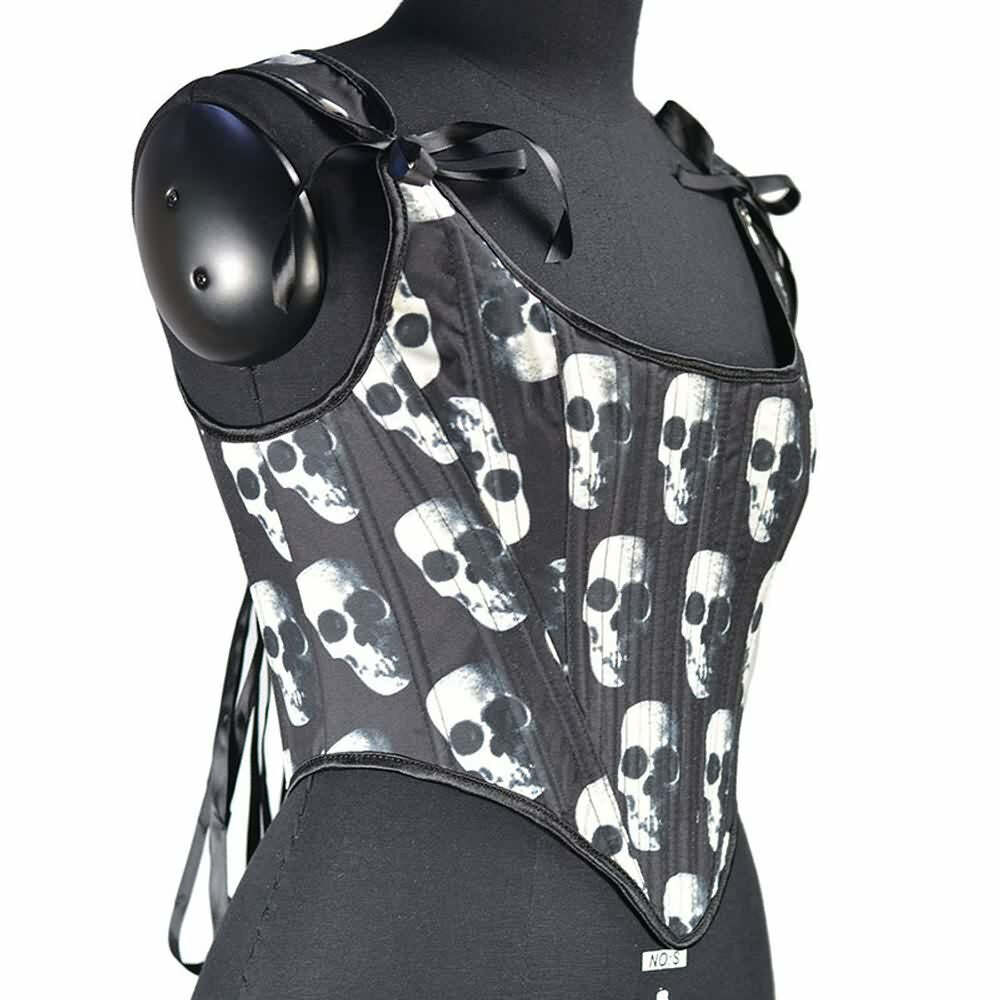 Y2K Gothic Skull Bustier Top - Retro 90s Grunge, Pastel Goth, Y2K Party & Club Outfits