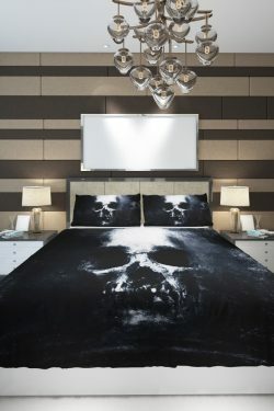Y2K Gothic Skull Duvet Cover Set - Retro 90s Grunge, Pastel Goth, Dark Y2K Bedroom Decor