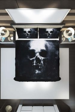 Y2K Gothic Skull Duvet Cover Set - Retro 90s Grunge, Pastel Goth, Dark Y2K Bedroom Decor
