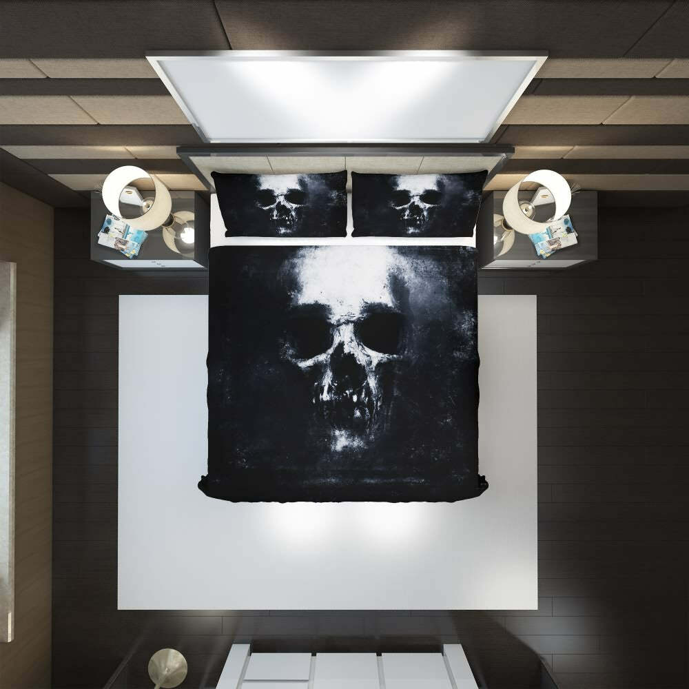 Y2K Gothic Skull Duvet Cover Set - Retro 90s Grunge, Pastel Goth, Dark Y2K Bedroom Decor