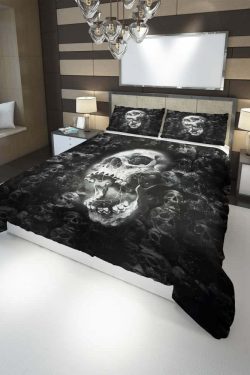 Y2K Gothic Skull Duvet Cover Set - Retro 90s Grunge, Pastel Goth, Y2K Summer Bedroom Decor