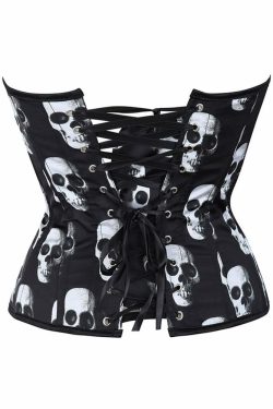 Y2K Gothic Skull Hourglass Corset - Retro 90s Grunge, Pastel Goth, Y2K Party & Club Outfits