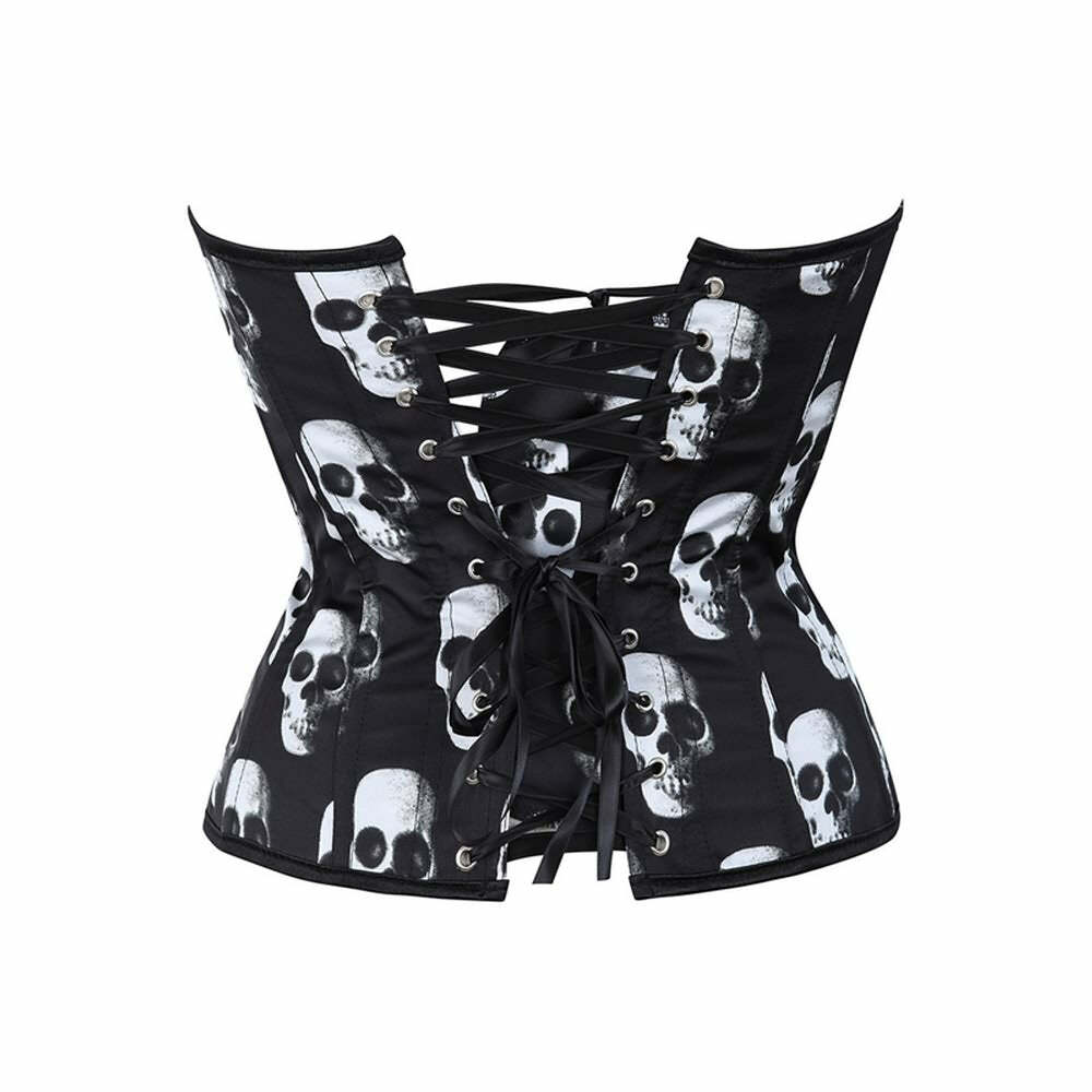 Y2K Gothic Skull Hourglass Corset - Retro 90s Grunge, Pastel Goth, Y2K Party & Club Outfits