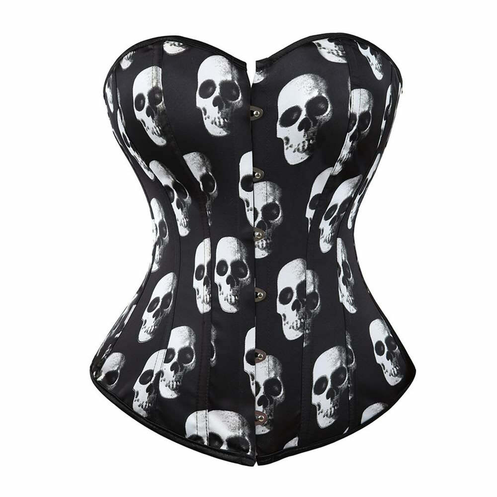 Y2K Gothic Skull Hourglass Corset - Retro 90s Grunge, Pastel Goth, Y2K Party & Club Outfits