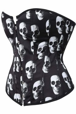 Y2K Gothic Skull Hourglass Corset - Retro 90s Grunge, Pastel Goth, Y2K Party & Club Outfits