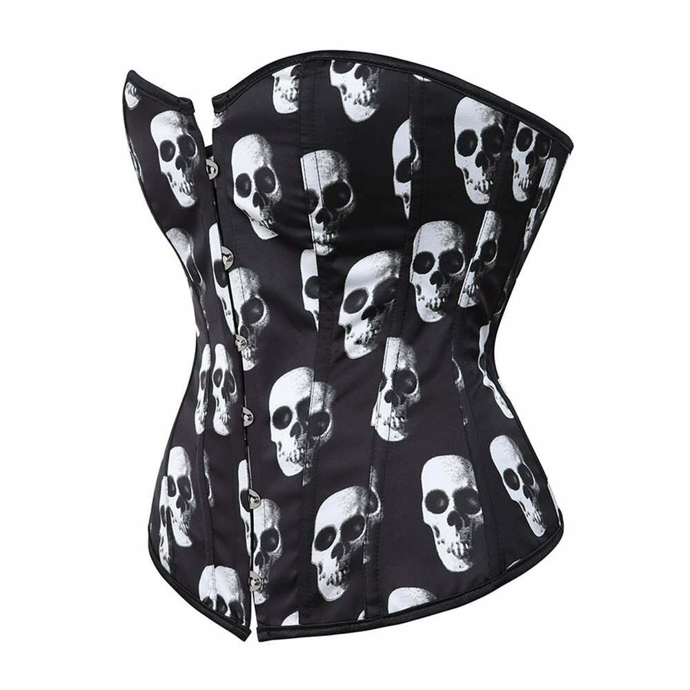 Y2K Gothic Skull Hourglass Corset - Retro 90s Grunge, Pastel Goth, Y2K Party & Club Outfits