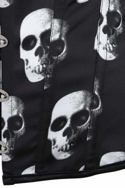 Y2K Gothic Skull Hourglass Corset - Retro 90s Grunge, Pastel Goth, Y2K Party & Club Outfits