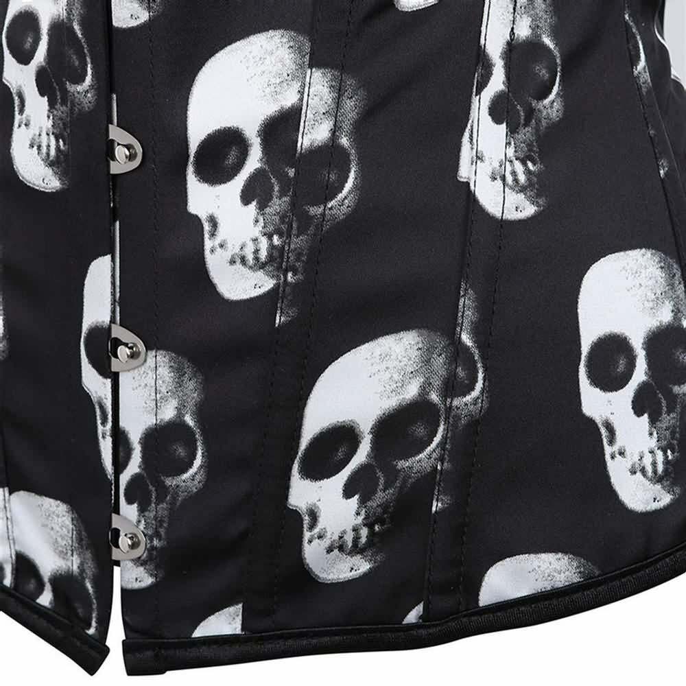 Y2K Gothic Skull Hourglass Corset - Retro 90s Grunge, Pastel Goth, Y2K Party & Club Outfits