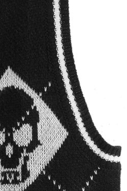 Y2K Gothic Skull Sweater Vest - Retro 90s Grunge Fashion, Perfect for Y2K Summer Outfits